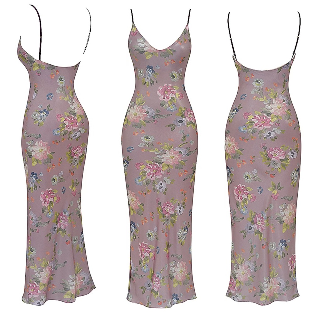 House of CB ARIA mauve Floral Maxi dress - Picture 4 of 16